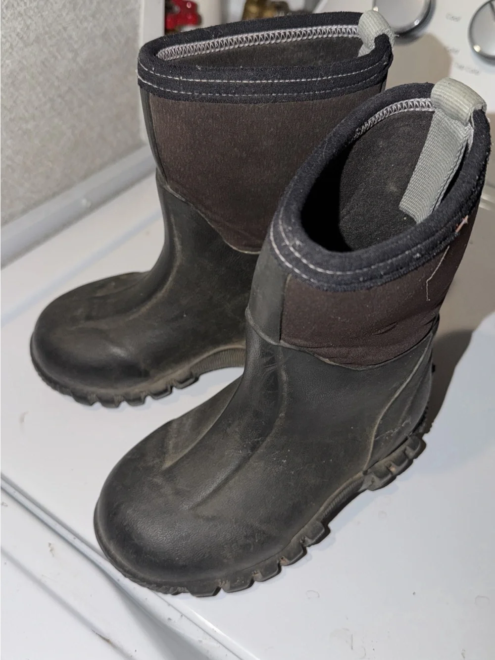 Youth Black Waterproof Rain & Snow Boots with Easy Pull Tab
